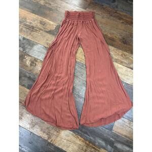 Rewash Pants with Large Flowey legs and slit/ Elastic Waist